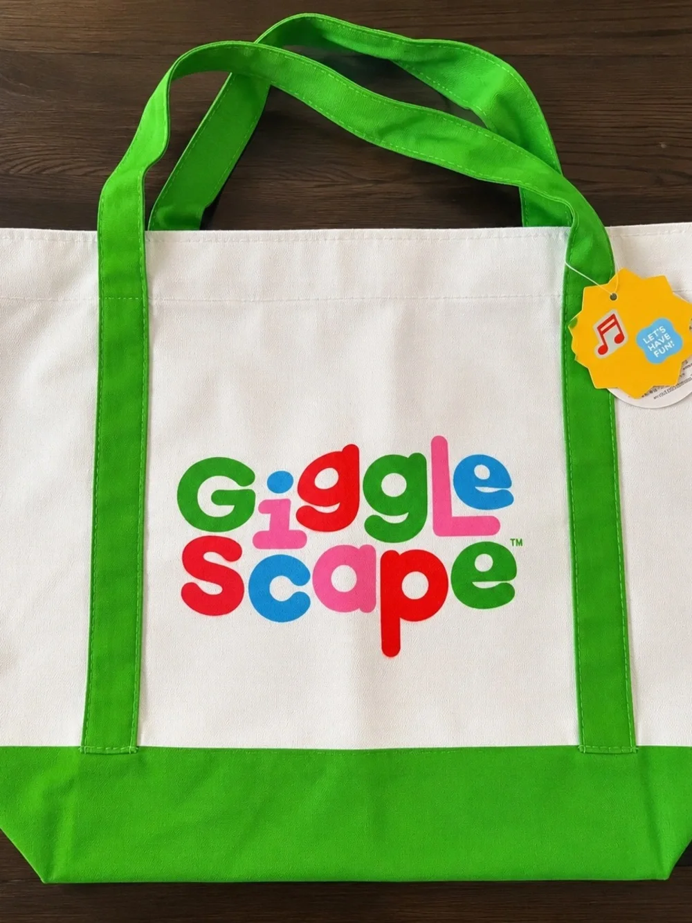 Kids Canvas Tote Bag in White and Green